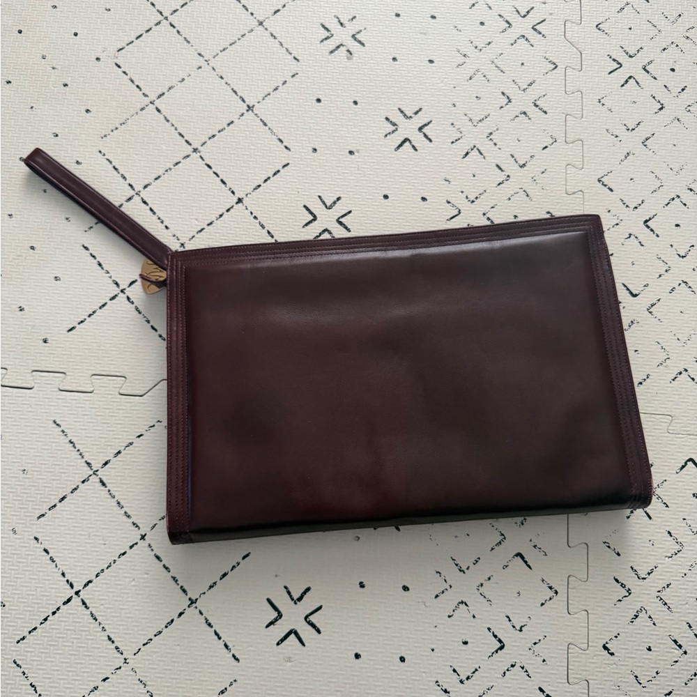 Morris Moskowitz genuine brown leather‎ wristlet